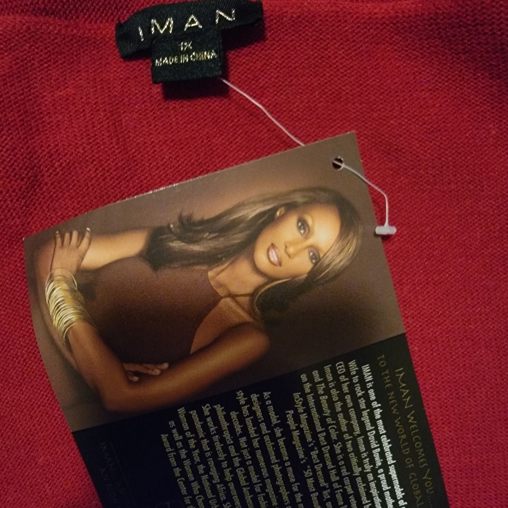 (NWT) IMAN Open-Front Cardigan in Deep Red - Picture 3 of 3